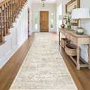 Area Rugs for Living Room: 3x12 Washable Rug Vintage Pattern Large Non-Slip Stain Resistant Soft Durable Floor Carpet for Bedroom, Dining Room, Home Office - Light Brown