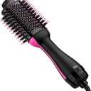 Hair Dryer Brush Blow Dryer in One Upgraded 4 in 1 Hair Dryer and Styler Volumizer with Negative Ion Anti-frizz Ceramic Titanium Barrel Hot Air Brush Hair Straightener Brush (Black/Pink)