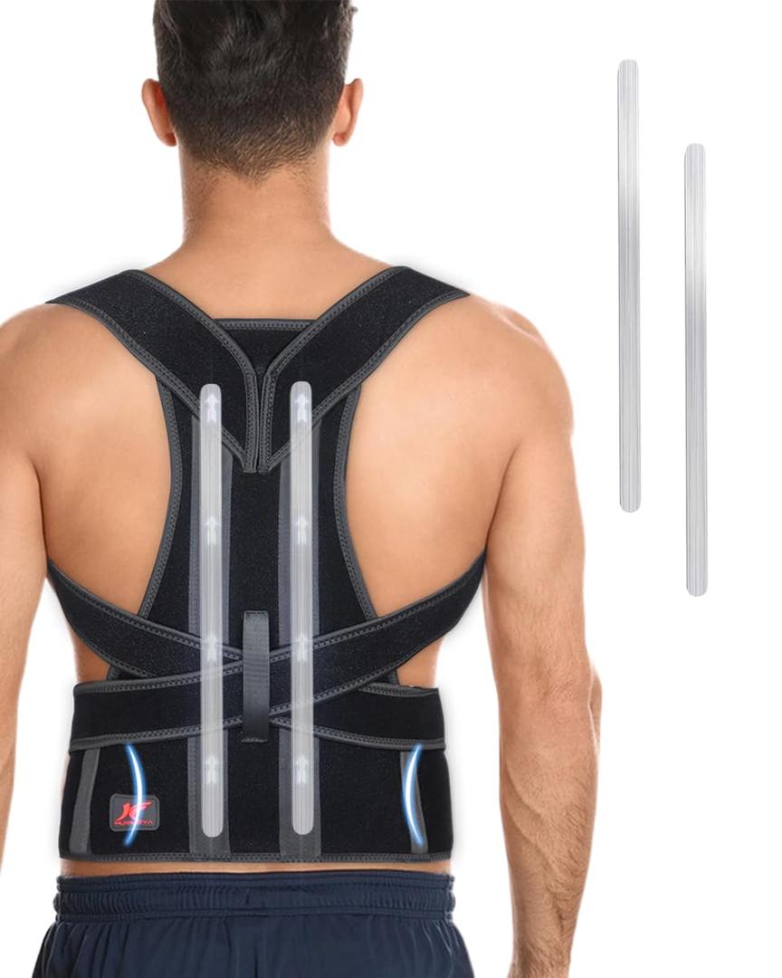 Back Brace Posture Corrector for Women and Men, Lower and Upper Back Pain Relief, Shoulder Straightener and Adjustable Full Back and Lumbar Support (Large)