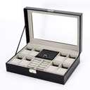 Mens Jewelry Box Watch Display Storage Box with Glass Lid and Bracelet Bangle Tray Watch Box 8 Slots Jewellery Watch Storage Box Great for Shop Window Watch displaying