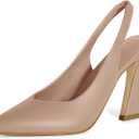 gihubafuil Womens Slingback Kitten Heels Closed Pointed Toe Wedding Party Dress Pumps Shoes (7.5, Khaki)