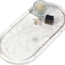 Marble Vanity Tray Organizer - 9.8"x5" Italy Natural Stone Decorative Tray，Jewelry, Perfume & Candle Display Tray，Bathroom Vanity, Dresser Top, Nightstand Decor