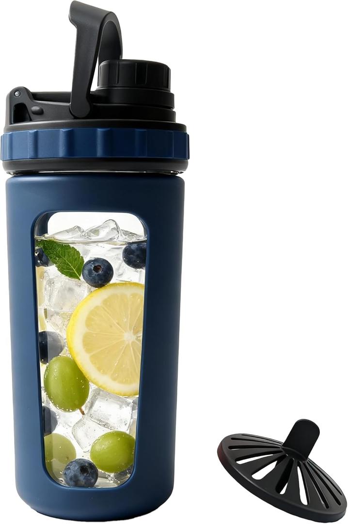 Glass Shaker Cup Odorless BPA Free Glass Shaker Bottle for Protein 26oz Durable Borosilicate Glass, Leak-Proof & BPA-Free  Ideal for Creamy Protein Shakes, Smoothies & Workout Drinks