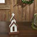 VHC Brands Brown Roof White Church Wooden Figurine 8x4x1