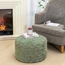 Poofieotto Round Pouf Ottoman Stuffed 20x12 Inches Floor Pouf Chair for Living Room Bedroom Modern Foam Pouf Ottoman Foot Rest for Couch Home Decor Pouffe Sage Green