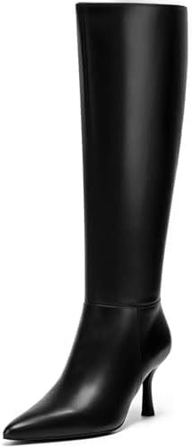 Vipost 3.3 inch Kitten Heel Boots for Women, Knee High Pointed Toe Boots for Women, Tall Long Boot Side Zipper, Fall Winter Fasion 2025 Size 7.5