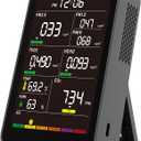 Professional Indoor Air Quality Monitor with AQI Alerts, Portable Real-Time Detector for Home, Car, Plants & Pets (Black)