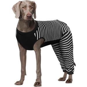 Kuoser Dog Recovery Suit, Anti Licking Dogs Rear Leg Sleeve, Abdominal Dog Surgical Suit with Pants Cover Protect Wounds, Dogs Elbow Protector Soft Pet Surgery Onesie Cone Alternative, Black 3XL 