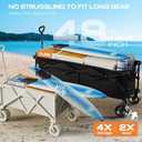 300L Extra Large Collapsible Foldable Wagon, 440lbs Load Capacity 48''L Extended Heavy Duty Folding Beach Wagon with Big All-Terrain Wheels, Utility Garden Cart for Outdoor Activities, Black