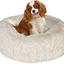Small Dog Bed Calming Dogs Bed for Small Medium Large Dogs Anti-Anxiety Puppy Bed Machine Washable Warming Cozy Soft Pet Round Bed Fits up to 10-100 lbs (Medium (Pack of 1), Beige) (28 inches)
