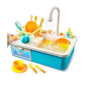 JOVA lalalark Color Changing Play Sink with Running Water, Kids Sink Toy with Electric Dishwasher, Chopping Sounds and Automatic Water Cycle System, Pretend Kitchen Sink for Toddler Birthday Gift