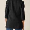 Happy Sailed Womens 3/4 Sleeve Blazers Lightweight Open Front Cardigan Jacket Office Work Suits (Black, XL)