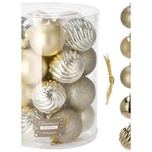 Sibosen Christmas Ball Ornaments, 34 Count Pre-Strung Xmas Balls, Shatterproof Barrel Packed Balls for Holiday Party Wreath Tabletop Tree Decorations, 3.15 Inch, Ivory