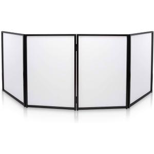 Pyle DJ Booth Foldable Cover Screen - Portable Event Facade Front Board Video Light Projector Display Scrim Panel with Folding Steel Frame Panel Stand, Stretchable Lycra Spandex - PDJFAC10 (White)
