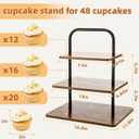 Aminigram Wooden Cupcake Stand, 3 Tier Large Cupcake Tower Stand 50 Cupcakes, Dessert Tiered Tray Stand for Party, Wedding, Birthday, Halloween, Farmhouse Decor