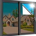 rabbitgoo One Way Window Privacy Film, Window Tint for Home, Reflective Heat Control Sun Blocking Anti UV See Out Not in Glass Door Covering Tinting Film, 23.6 in X 6.5 Feet, Brown Silver