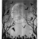 Halloween Shower Curtain Black Crow Bat and Dead Tree in Spooky Misty Forest Shower Curtain with Hooks, Scary Grey Full Moon Night Bathroom Curtains Shower Set Halloween Decor, 60X72Inches