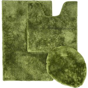 Green 3-Piece Bath Lid and Contour Set with Mat, Non-Slip Backing