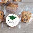 Green White Graduation Thank You Stickers, Congrats Grad Party Favor Sticker Labels 40-Pack 2in