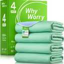 WhyWorry Washable Bed Pads for Adult Incontinence, 34" x 36" (Pack of 4) Washable Pee Pads for Bed Wetting, Heavy Absorbency Reusable Underpads for Elderly & Kids, Waterproof Mattress Protector, Green