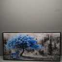 ZUITINGHUA Black Framed Canvas Wall Art For Living Room Wall Decor For Bedroom Office Wall Decoration Blue Tree Landscape Painting Black And White Picture Artwork Room Aesthetic Home Decor 20x40 In