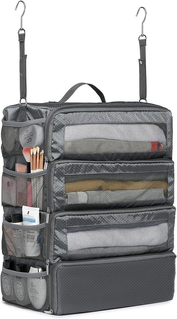 Organizador de maleta, organizador de bolsas de viaje para equipaje de compresin para colgar cubos de equipaje para viajes, llevar en el armario (solo bolsa) (Gris)