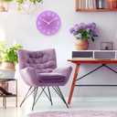 Tempered Glass Large Wall Clock, Modern Round Decorative Clock for Kitchen/Bedroom/Living Room, 14 Inch Simple Style Battery Operated Indoor Outdoor Hanging Clock - Purple