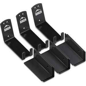 Borgen Bike Wall Mount Pedal Hook for E-Bikes, MTB & Road - Bicycle Wall Mount with Support Brackets and Wall Protection Pads, Suitable as Bike Rack Garage Bike Storage Shed and Bicycle Storage Indoor (Set of 3, Black)