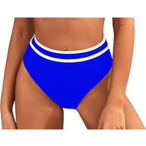 BMJL Women's High Waisted Bikini Sporty Swimsuit Color Block Cheeky High Cut Bathing Suit (Large, Royal Blue011)