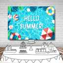 Sensfun Hello Summer Pool Party Backdrop Tropical Swimming Ring Balls Hawaiian Birthday Photography Background Boy Girls Baby Shower Party Supplies Aloha Luau Decorations Banner Photobooth Props 7x5ft