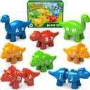 26PCS Dinosaur Alphabet Learning Toys for 18M+, Montessori Educational Toys for 3 4 5 Year Old, Toddlers Preschool Activities Fine Motor Toys for Boys, Double Sided ABC Matching Game
