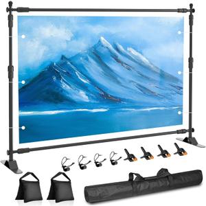 Adjustable Photo Backdrop Banner Stand, 10 X 8ft Step and Repeat Stand with Telescopic Tube for Trade Show, Photography Back Drop Background Frame for Party, Wedding, Display, Photo Booth