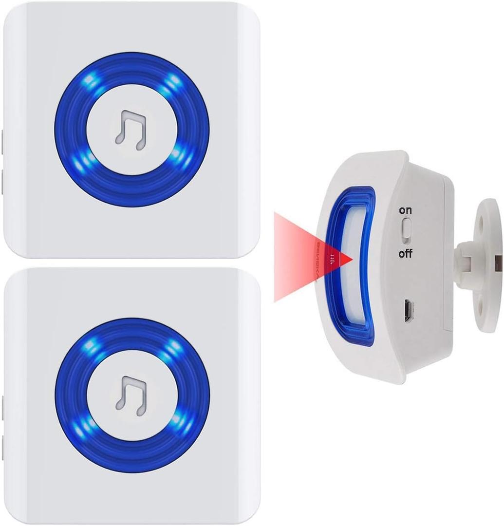 Wireless Motion Sensor Detect Alert, Home Security Driveway Alarm, Motion Detector Store Door Entry Chime Doorbell, Caregiver Pager for Elderly/Kids (1 Motion Sensor 2 Receiver)
