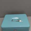 Jssmst Locking Metal Cash Box with Coin Lid, 11.8L x 9.5W x 3.5H Inches, Safe Money Box with Key Lock, Light Blue, SMCB0519LB