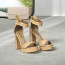 DREAM PAIRS Women's Platform High Heel Sandals, Nude/ Nubuck, 9
