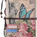 Leather Journal Notebook, MALEDEN Vintage Travel Journal for Women Refillable Sketchbook Diary Planner with Unlined Pages and Zipper Pocket (A6, Flowers)