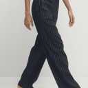 YEXPINE Women's Striped Wide Leg Pants High Waisted Suit Trousers Casual Business Work Dress Pants with Pockets (Black, L)