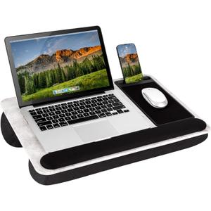 LAPGEAR Home Office Pro Lap Desk with Wrist Rest, Mouse Pad, and Phone Holder - White Marble - Fits up to 15.6 Inch Laptops - Style No. 91591