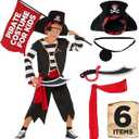 Morph Kids Pirate Costume Set with Toy Sword - Boys Pirate Deckhand Fancy Dress Outfit for Halloween and Parties L