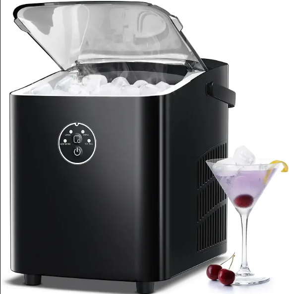 Countertop Ice Maker with Handle, 8 Bullet Ice Ready in 6 Mins, Self-Cleaning