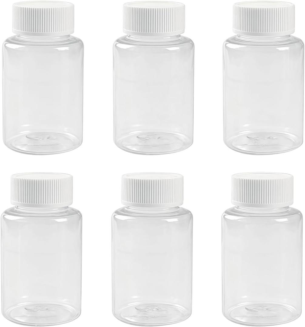 12 PCS 100 ML 3.3 OZ Plastic Clear Bottles Empty Container with White Screw Cap Solid Powder Case Refillable Storage Holder Sample Jar for Dispense Different Items