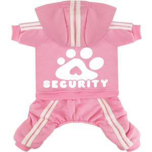 Dog Hoodie Security Clothes 4 Legs Jumpsuit Sweatshirt Soft & Warm Dog Outfit Pullover Dog Winter Clothes Sweater for Small Medium Large Dogs Cats (Pink, Medium)