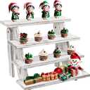 Wooden Cupcake Stand - 4 Tier Cupcake Display Stand, Rustic Tiered Display Stand, Tool Free Installation Cupcake Stand for Wedding Baby Shower Decorations Birthday Party Supplies (White)