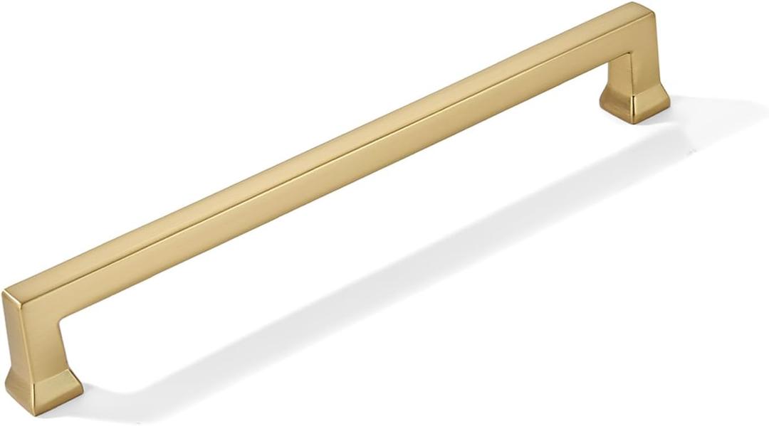 khtumeware 2 Pack 10inch(256mm) Hole Center Brushed Brass Cabinet Pulls Heavy-Duty Satin Brass Cabinet Hardware Pulls for Kitchens, bathrooms and Dresser Handle