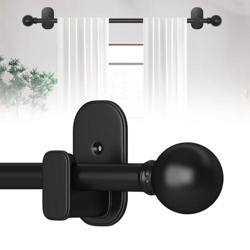 TKZTKZ Curtain Rods No Drilling for Windows 32 to 45 Inch:No Drill Small Black Curtain Rod with Adhesive Brackets for Bedroom,5/8" Apartment Renter Friendly Adjustable Drapery Rods Easy Install