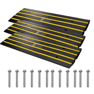 VEVOR Rubber Curb Ramp for Driveway 3 Pack, 15T Heavy Duty Sidewalk Curb Ramp, 48" Lx2.6 H Bridge Ramp for Garage for Low Cars, Wheelchairs, L.O.A. 12 FT