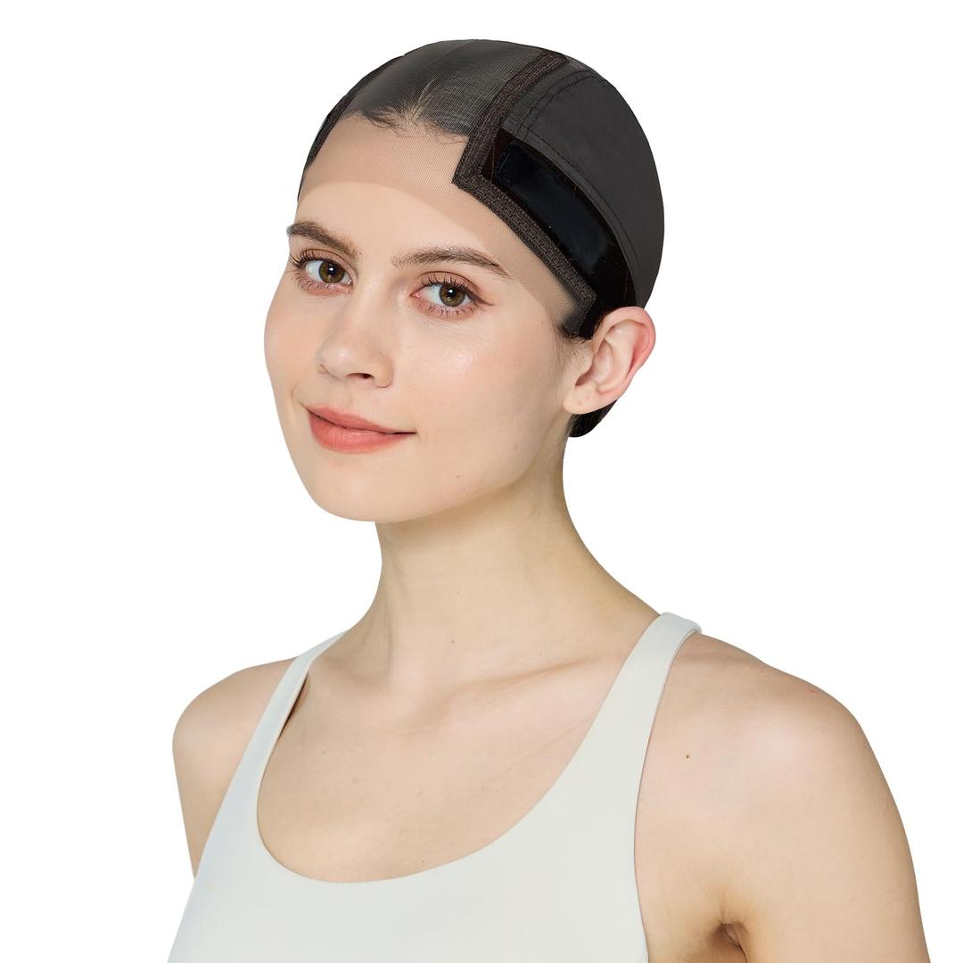 Wig Cap Lace Wig Grip Cap for Keeping Wigs in Place Wig Cap with Grip Band Make Your Wigs Glue Free Non-Slip Wig Caps for Women (Brown, S)