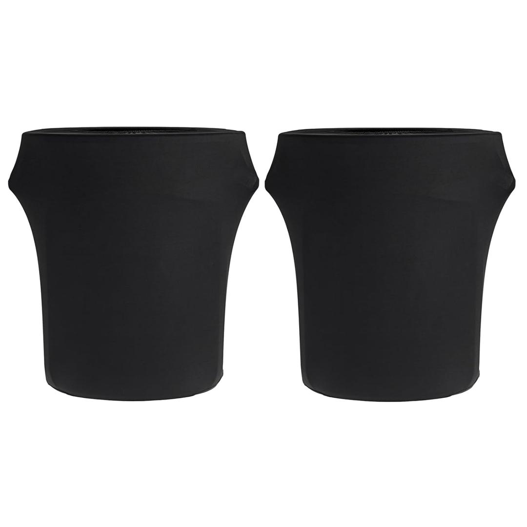 BSTKEY 20 Gallon Stretch Spandex Trash Can Cover, 2 Pack Outdoor Fitted Waste Container Cover Round Garbage Can Covers for Kitchen Wedding Party Classroom Office Decor, Without Trash Can (Black)