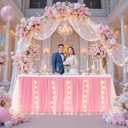 14FT Pink Tulle Table Skirt for Rectangle Tables 2-Layer Ruffle Tulle Tutu Cloth Desk Table Skirt for Birthday Party Baby Shower Wedding Banquet Cake Dessert Decorations