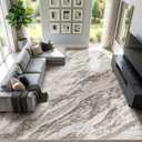 Area Rugs for Living Room: 9X12 Abstract Washable Rug Modern Neutral Large Soft Stain Resistant Non-Slip for Bedroom Dining Room Indoor Home Office Carpet - Brown